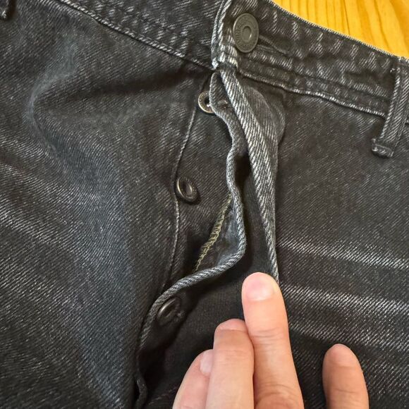 Moussy Vintage Elba Center Press Wide Crop Jean Black Wash Ankle Cotton Fray 28 - Picture 11 of 13